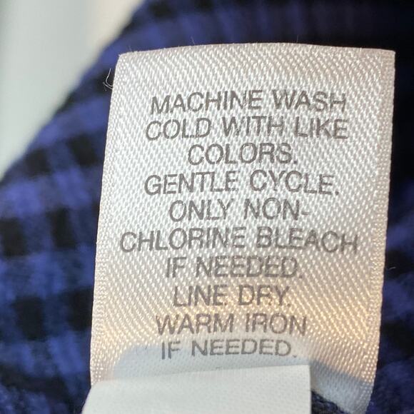 J Jill Womens Size XS Checked Blouse Blue Black Pullover Pockets Huntercore - Picture 10 of 10